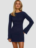 Fitted women's mini party dress with open back