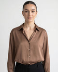 Elegant loose-fit satin women's blouse