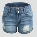 Women's high-waisted distressed denim shorts
