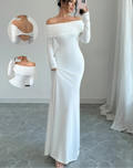 Long-sleeve dress with off-the-shoulder design for any occasion