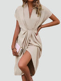 Elegant women's wrap midi cocktail dress