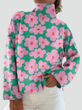Women's oversized floral turtleneck sweater for everyday wear