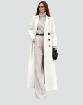 Classic long women's wool double-breasted coat