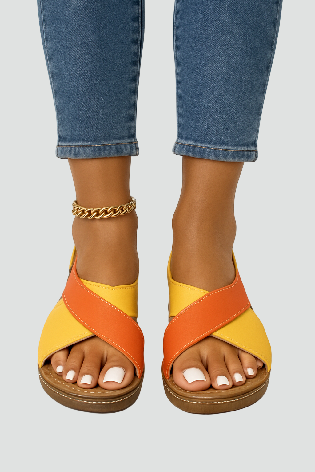 Modne Komfortowe Damskie Sandały Letnie na koturnie