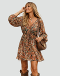 Boho women's dress with long sleeves, perfect for autumn