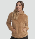 Sweat-shirt chaud en peluche pour femme avec capuche et poche kangourou