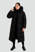 Longue veste d'hiver matelassée pour femme en duvet avec capuche