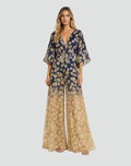 Women's Boho Jumpsuit with Wide Legs and V-Neckline