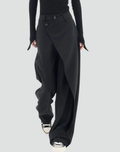 Women's modern wide-leg pants with an asymmetrical front