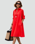 Elegant classic women's midi shirt dress