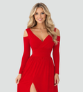 Elegant women's maxi gala gown with slit
