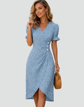 Elegant flowy midi floral dress for women