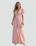 Elegant women's jumpsuit with puff sleeves