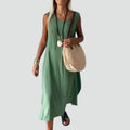 Loose women's maxi dress sleeveless made of linen