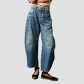 Trendy women's wide high-waisted jeans