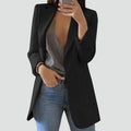 Elegant long women's blazer with classic lapels