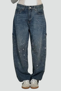 High-Waisted Glitter Effect Jeans for Women
