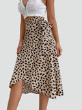 Summer midi wrap skirt with patterns and tie detail