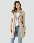 Women's Coat Trench Elegant Belted Classic Short Coat
