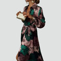 Elegant women's floral maxi dress with belt