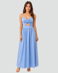 Women's maxi dress with cutout and ruched bust