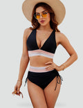 High-waisted bikini with a zigzag waistband for women