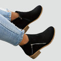 Trendy women's suede-look ankle boots with side zipper