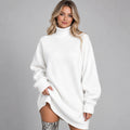 Robe-pull chaude oversize à col roulé pour l’hiver