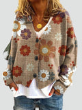 Women’s Cardigan with Boho Pattern and V-Neck