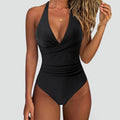 Maillot de bain femme à décolleté en V avec fronces tendance