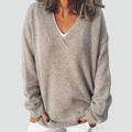 Pull femme à col V et coupe ample