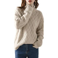 Pull en cachemire pour femme à col roulé et à torsades