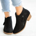 Bottines femme en daim à fermeture éclair latérale et à talon bas