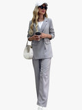 Women's two-piece suit with a blazer and wide-leg trousers