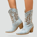 Women’s ankle boots with a Western design and a stable heel