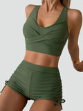 Women's bikini swimsuit with top and high-waisted bottoms
