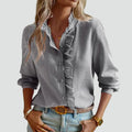 Stylish women's blouse with ruffle and long sleeves
