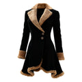 Fitted women's winter coat with wide faux fur lapels