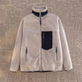 Warm women's winter fleece jacket with a stand-up collar and zipper