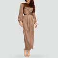 Robe longue pour femme à manches longues et en satin