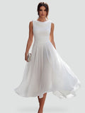 Robe midi à encolure drapée et plissée pour toutes les occasions