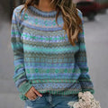 Colorful oversized women's sweater with a crew neck