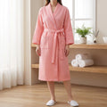Lightweight women's waffle robe with a belt and pockets