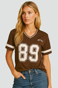Women's T-shirt with number and contrasting sleeves