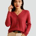 Classic soft cardigan with buttons and round neckline