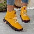 Women's winter ankle boots with an adjustable hook-and-loop strap