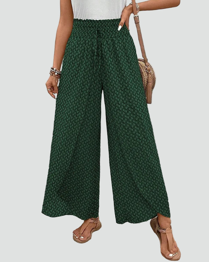 Patterned summer pants with wide legs