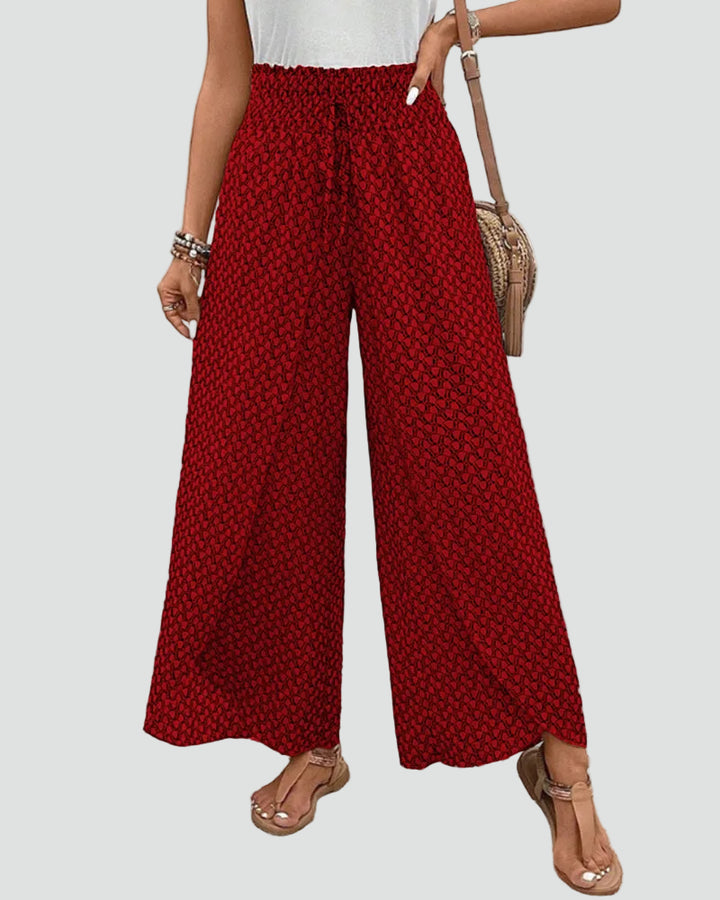 Patterned summer pants with wide legs