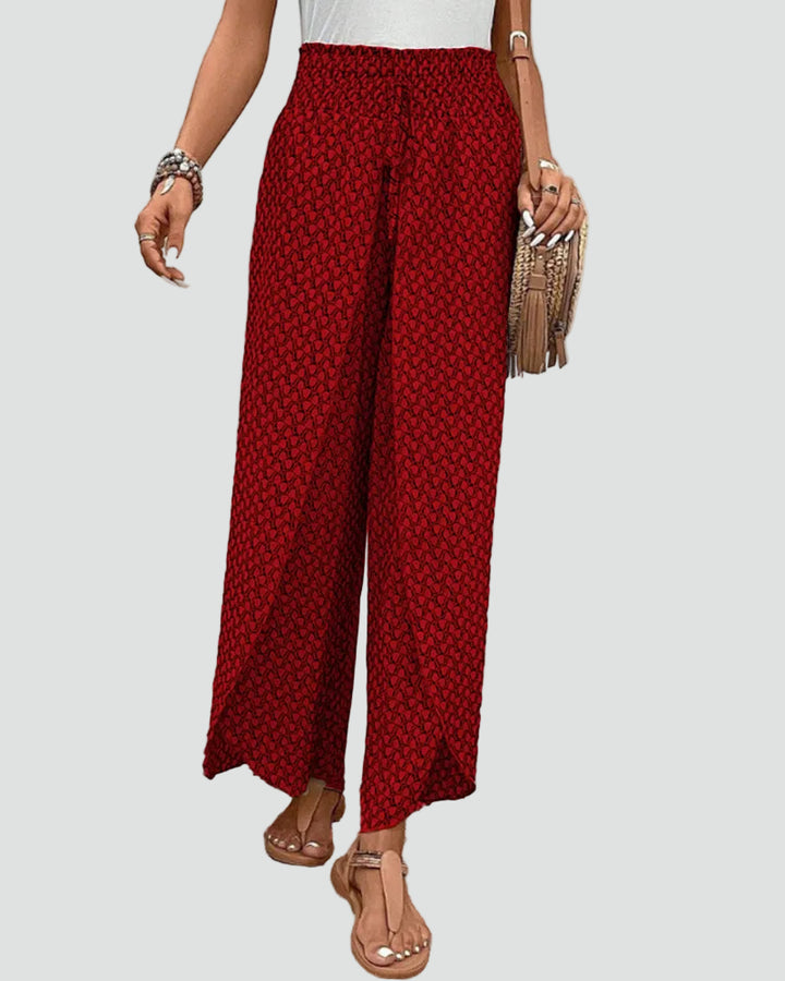 Patterned summer pants with wide legs