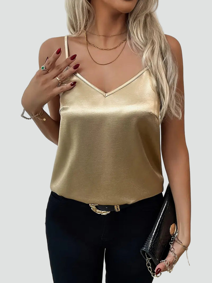 Satynowy top damski na ramiączkach elegancki